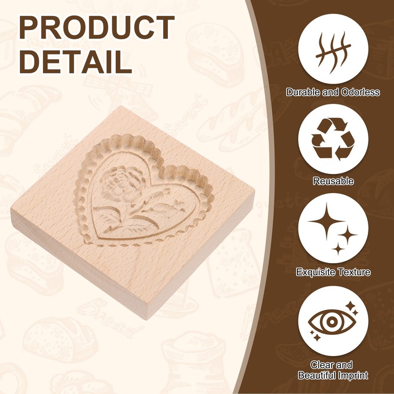 Cookie Stamp, Wooden Cookie Biscuit Cutter (Rose) gallery
