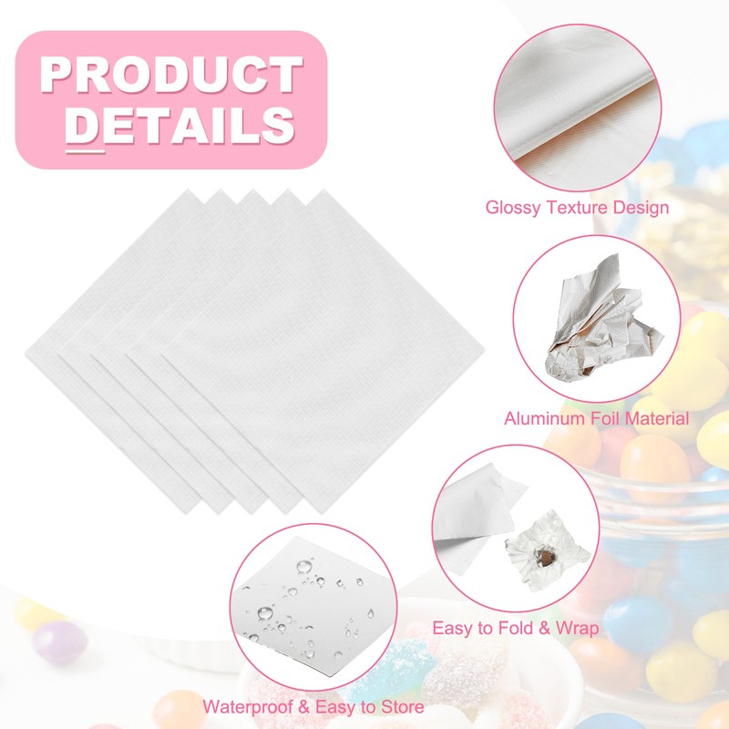 100 Pcs Candy Foil Wrappers, 4.7 x 4.7 Inch Chocolate Wrappers, Silver gallery