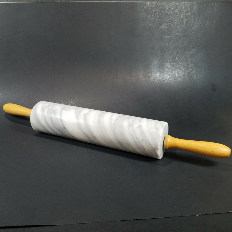 Vintage Heavy Real Marble Rolling Pin With Wood Handles 10″ Roller