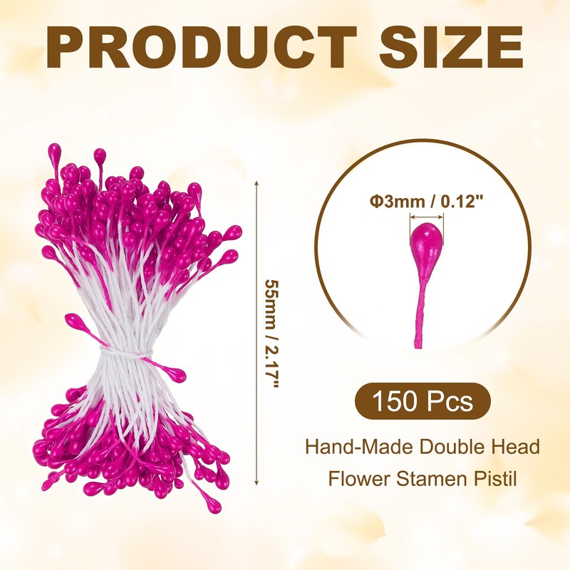 3mm Double Heads Flower Stamens 150pcs Artificial Flower Stamens Pink Red gallery
