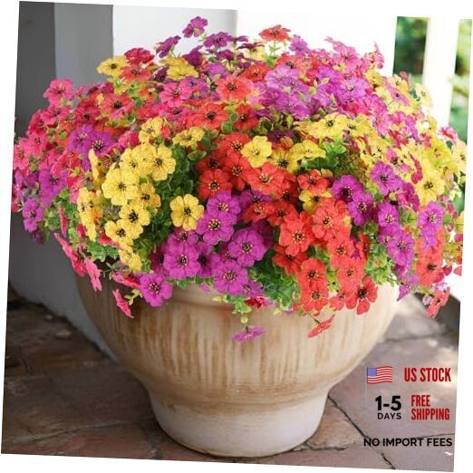 Pcs Artificial Daisy Flowers for Outdoors UV 18 Red, Purple, Yellow, Rose Red