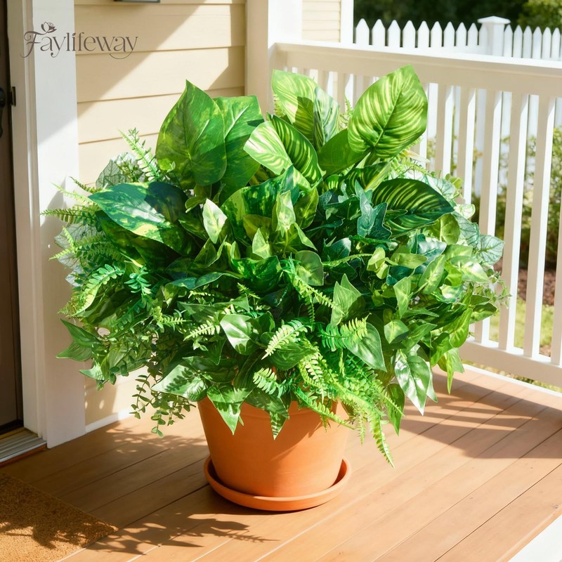 Faylifeway 24 Bundles Artificial Plants Outdooruv Resistant Fake Greenery Stems gallery