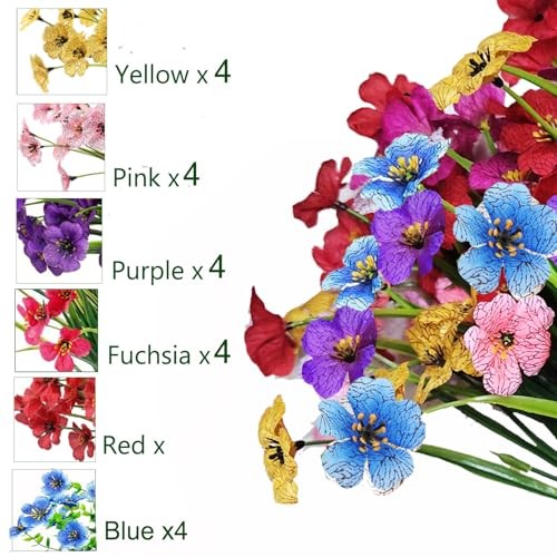 Artificial Flowers for Indoor 24 Bundles Fake Flowers UV Resistant Mix 6 Colors gallery