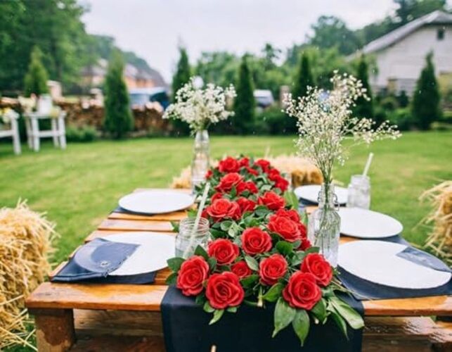 4 Pack Fake Rose Vine Flowers Plants 32.2 FT Artificial Flower Hanging Rose gallery
