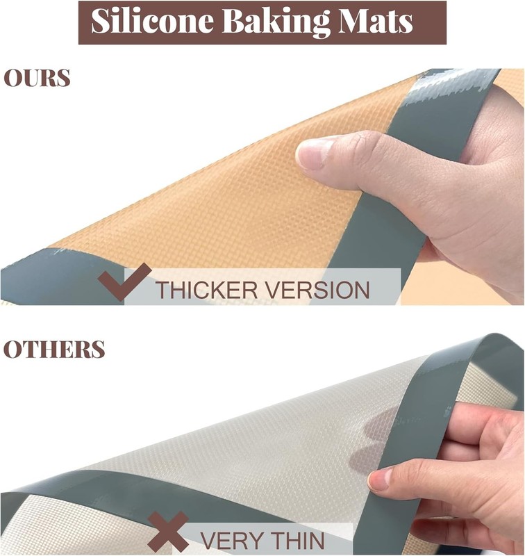 Silicone Baking Mat Set, Nonstick Reusable Liners, 2 Half & 1 Quarter Sheet for gallery