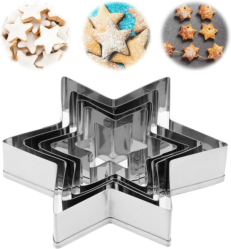 5 Pcs Star Cookie Cutters Set,Small Cutter,Six-Pointed Steel