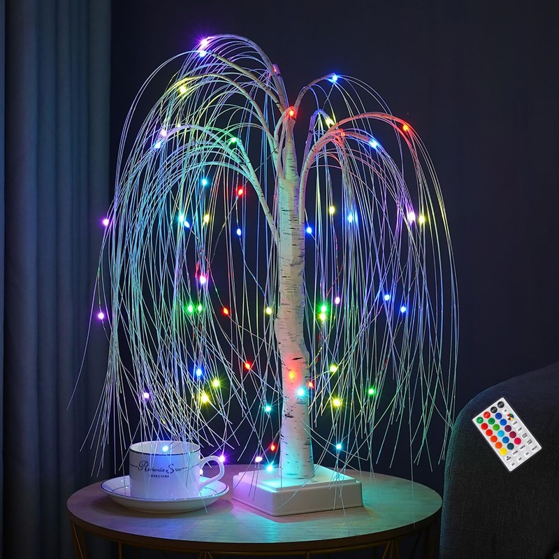 Nxuebdu Christmas Tree Decor Remote - 2Ft Rgb Led Willow Tree 60 Color Changing gallery