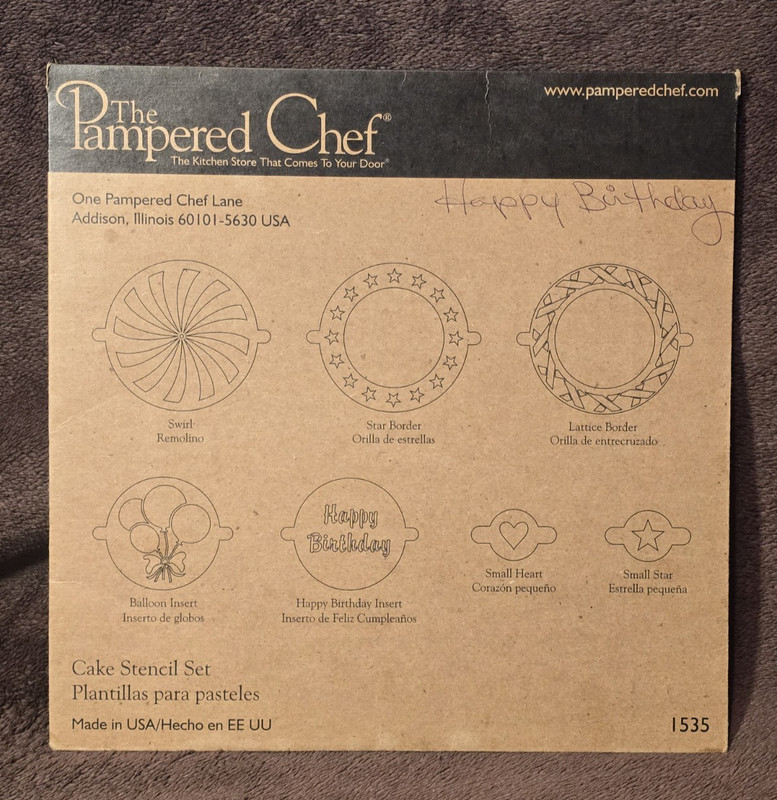 Pampered Chef Cake Stencil Set #1535 Never Used