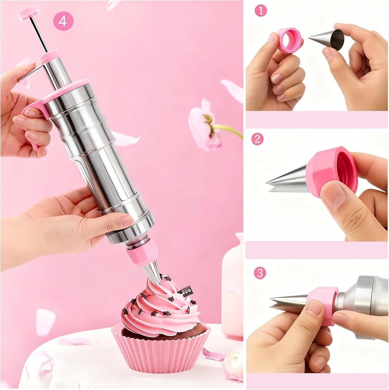 208 PCS Cake Decorating Kit,Baking Supplies with Dessert Decorating Syringe Set, gallery