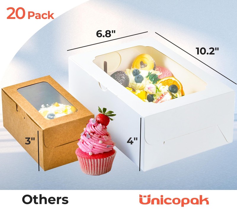 20 Pack 10x6.8x4 Inch White 6Count Tall Cupcake Box With Handle Tray Muffin gallery