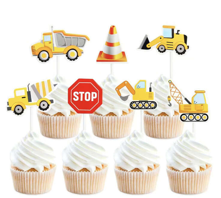 Cupcake Toppers Construction Trucks Dump Bulldozer Birthday Party 7 Pcs gallery