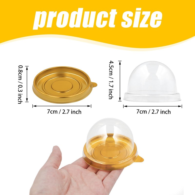 100 Pack Clear Plastic Mini Cake with Dome Lids,Plastic Mini Cupcake Containe gallery