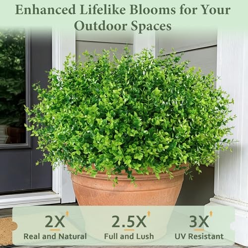Artificial Flowers for Outdoors Fake Outdoor Flowers Fake 14 Bundles Green gallery