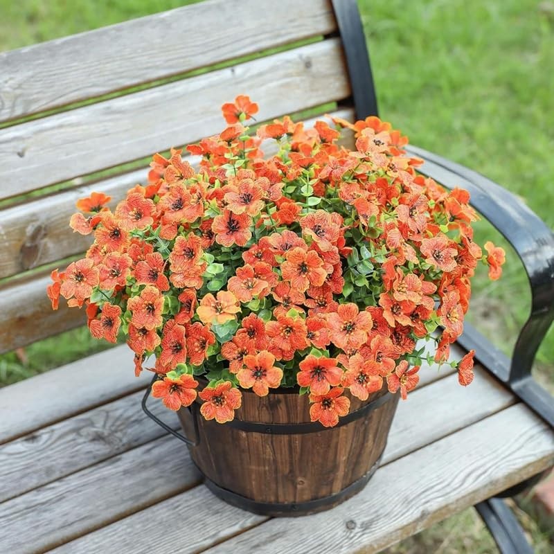 Artificial Faux Plants Flowers Outdoor Spring Summer Decoration 12 Sunset Red gallery