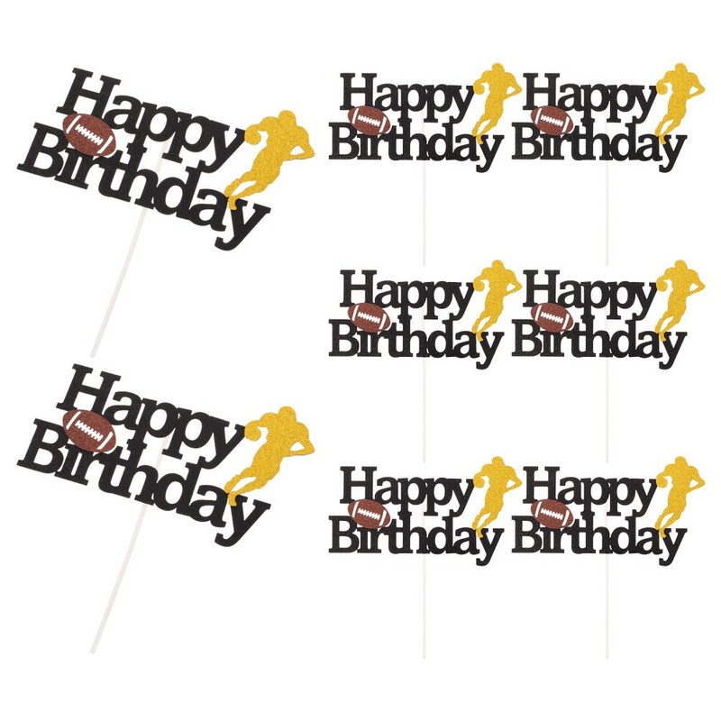 8 Pcs Rugby Cake Decoration American Football Birthday Cupcake Toppers