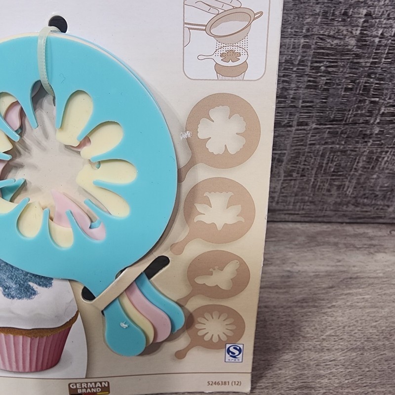 German Pack Of 4 Cake Cupcake Decorating Stencil Tools For Party Template gallery
