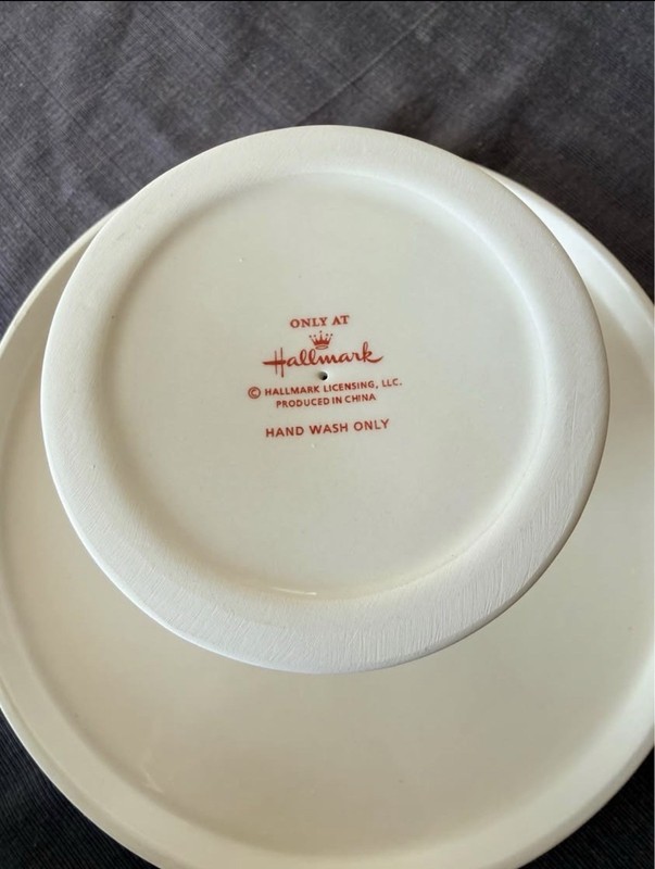 Christmas Hallmark Cake Plate Stand by Holiday Decor 10" wide Snowflake White gallery