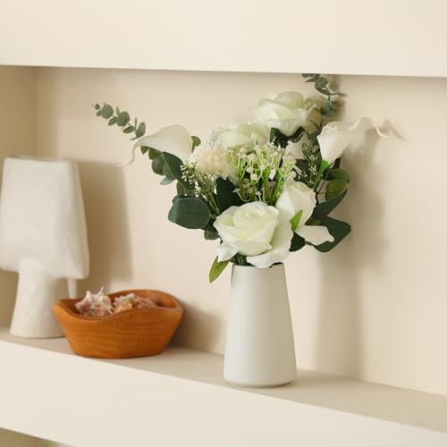 Fake Flowers with Ceramic Vase, Artificial Silk Roses in a Vase, Faux Flowers gallery
