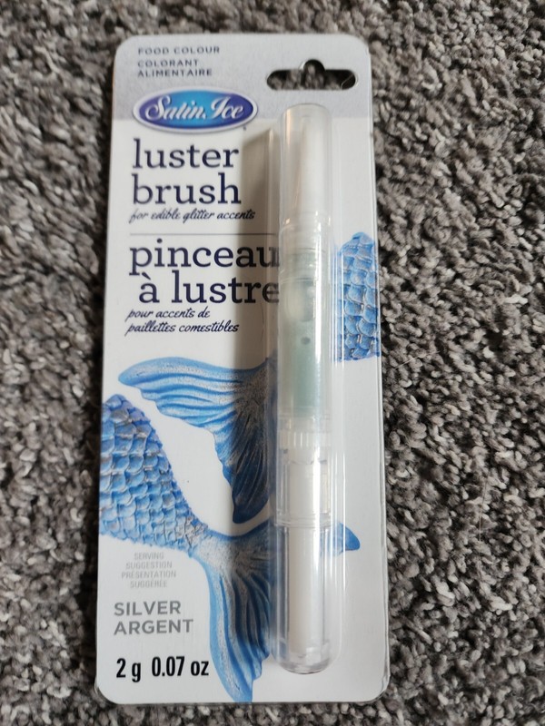 Satin Ice Food Color Luster Brush Edible Glitter, Silver Argent