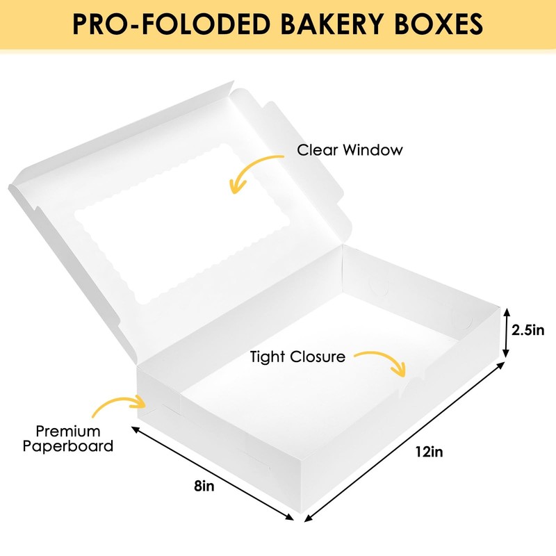 48pcs Bakery Boxes,12x8x2.5 Inches Cookie Boxes with 3 Style Window for Choco... gallery