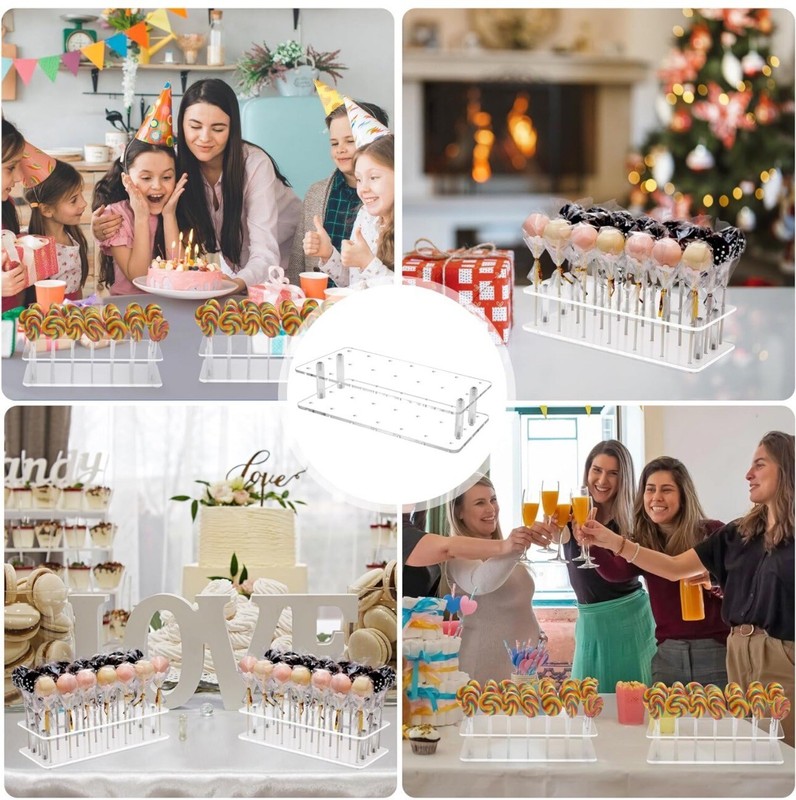 2PCS Cake Pop Stand 21 Holes Cake Pop Holder Stand Clear Acrylic Cake Pop Sta... gallery