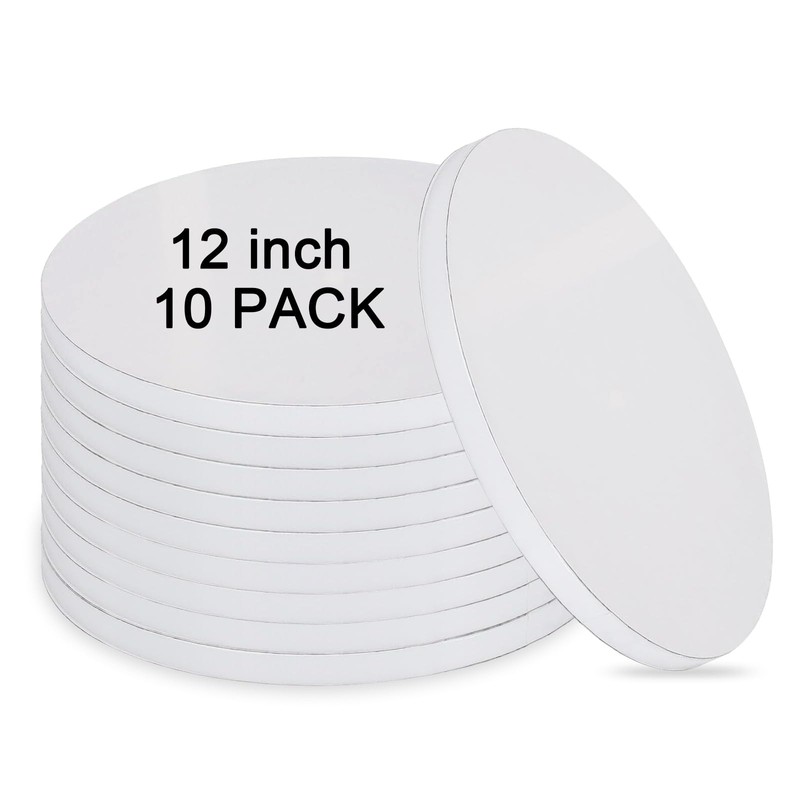 10 PCS 12 Inch Round White Cake Drums 1/2 Inch Thick Cardboard Cake Base