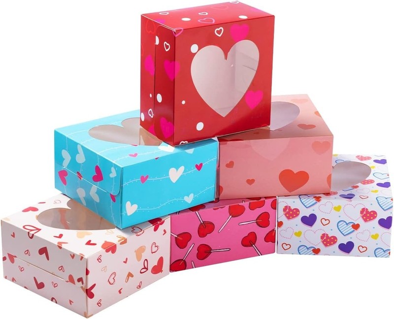 Valentines Day Cookie Boxes 24 Pcs 4.5 Inch Durable Cardboard for Sweet Treats gallery