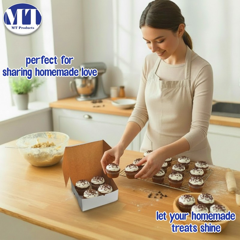 MT Products White Cupcake Boxes - 6" x 6" x 2.5" Bakery Boxes - Pack of 15 gallery
