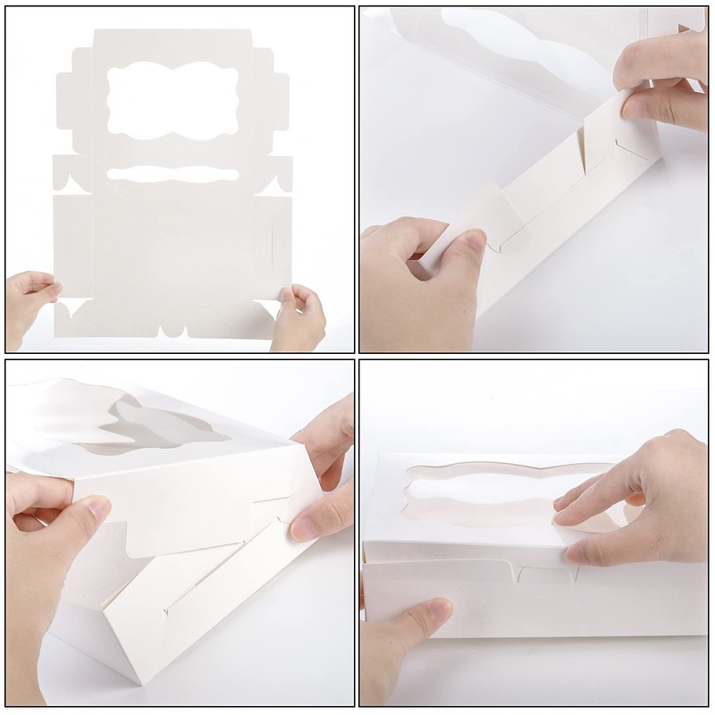 Hiceeden 50 Pack White Cookie Boxes with Window, 8"×5.4"×2" Bakery Candy Box ... gallery