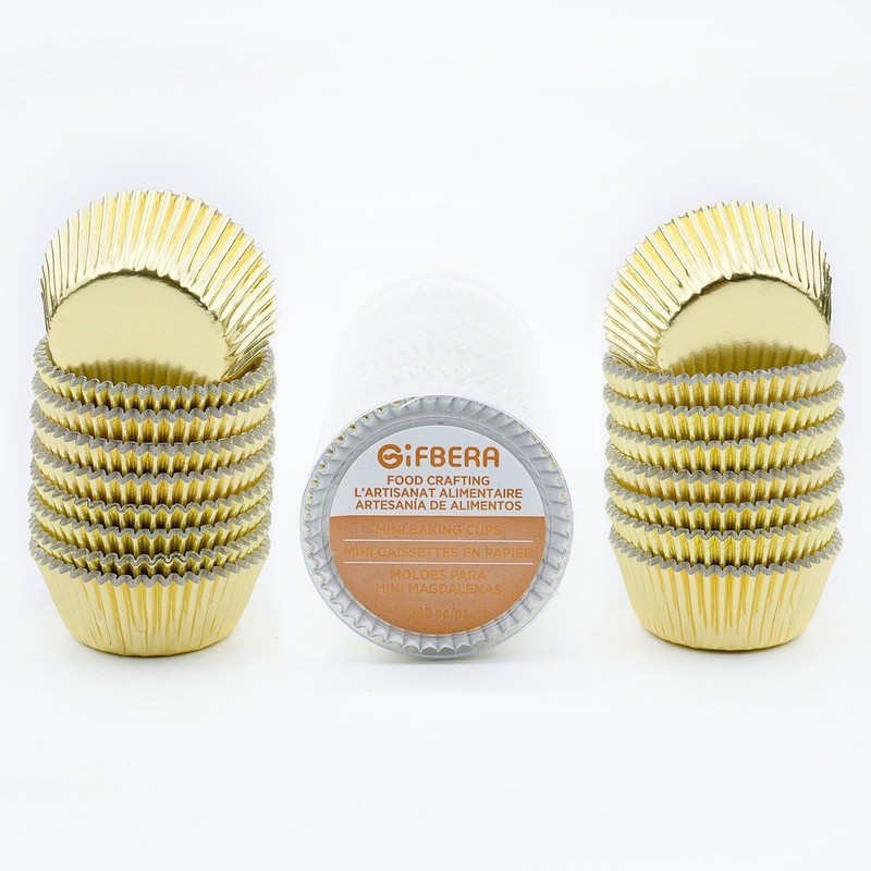 Mini Foil Baking Cups Gold 300-Count Bright Foil Paper Gold Cupcake Liners Mini gallery