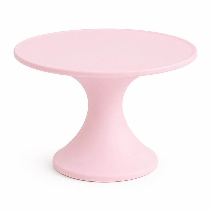 Round Pink Plastic Cake Stand Pedestal, 1 Tier, Matte Finish, Solid Plain