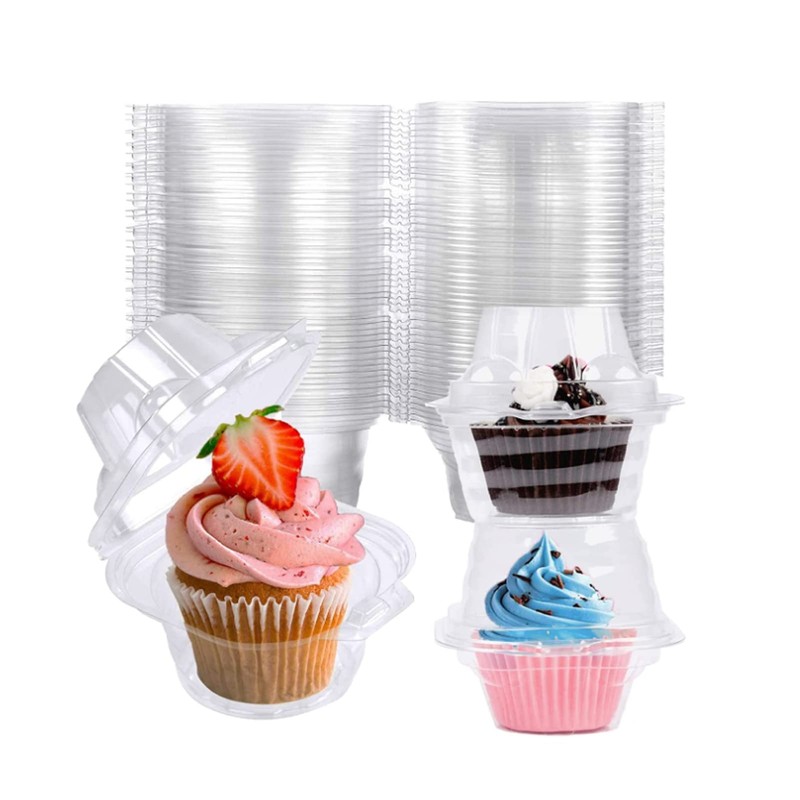 150 Pack Individual Cupcake Containers Plastic Cupcake Boxes Cupcake Holders Sta gallery
