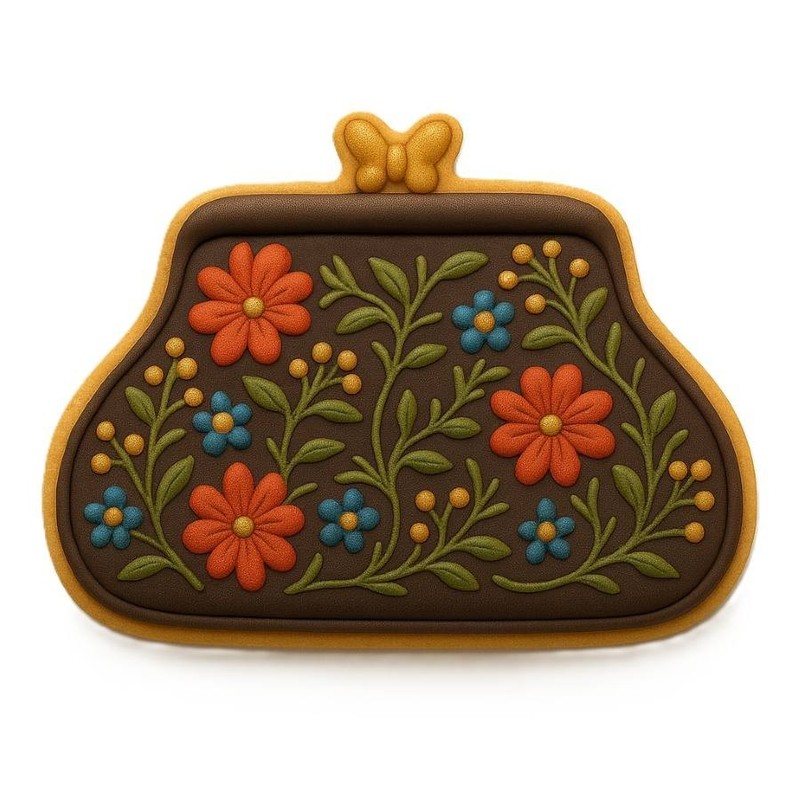 Ladies Clutch Coin Purse Vintage Carpet Bag 4'' Cookie Cutter Metal gallery