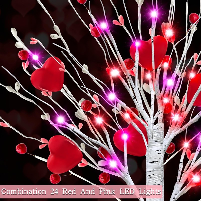 Turnmeon Valentines Day Decorations Prelit Timer 2Pack Lighted Birches gallery