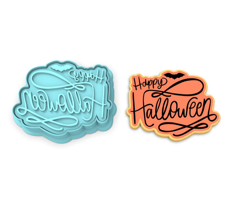 Happy Halloween Bat Cookie Cutter & Stamp 2 | Fall Spooky Autumn October Witch