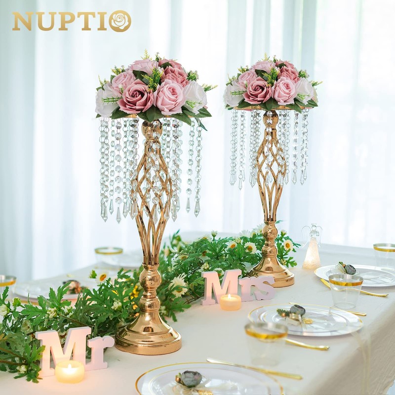 NUPTIO 6x 9.5" Fake Flower Balls for Wedding Centerpieces - Hemispherical Rose gallery