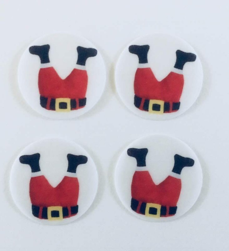 PRE CUT Father Christmas Santa Feet Edible Wafer Paper Cupcake Toppers x 24