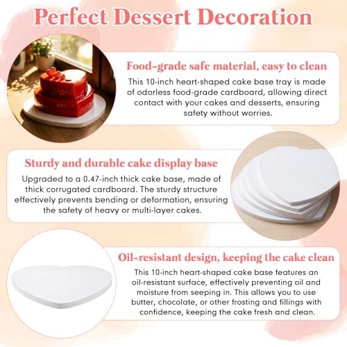 12 Pcs Cake Boards, White Cake Drum 10 inch Heart, 1/2 Thick Drum, Food-Graded gallery