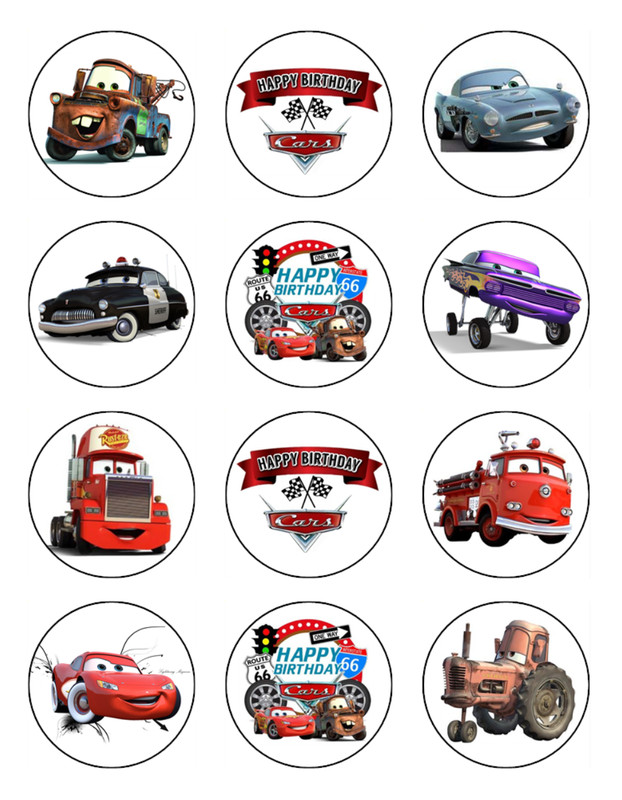 Lightning McQueen Edible Icing Cupcake Toppers Cars Cake Decorations (2 Sizes) gallery