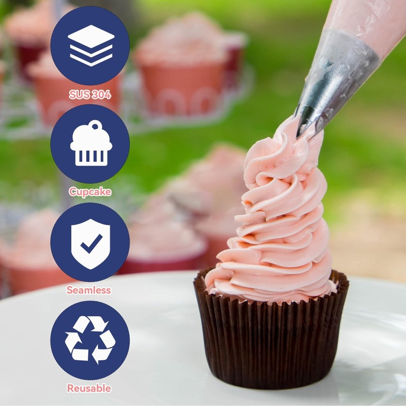 3pcs 1M Cake Piping Tips, Decorating Supplies, Nozzles for 3 x 1M, Silver gallery