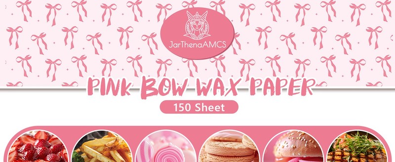 JarThenaCS 150 Sheet Pink Bow Wax Paper Lovely Bowknot Wrapping Tissue gallery