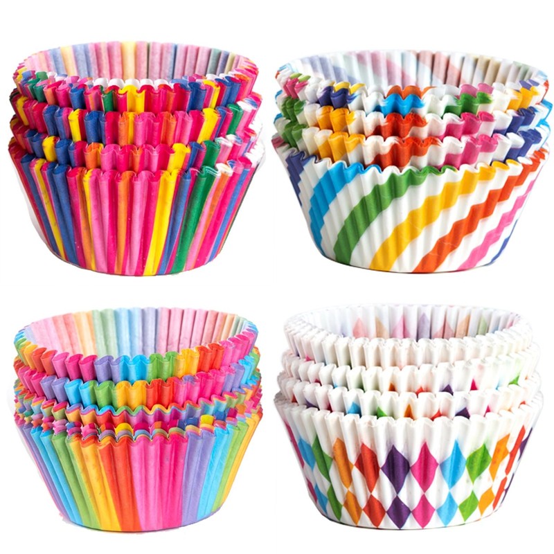 Cupcake Baking Paper Cups Muffin Cupcake Liners Colorful Rainbow Combo Dispos... gallery