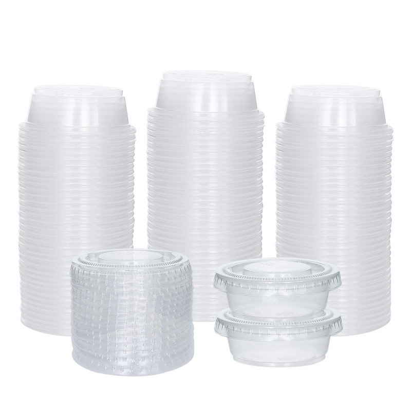 100 Sets 0.5 oz Small Plastic Containers with Lids, Jello Shot Cups, Disposab…