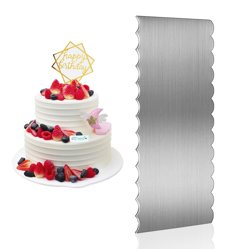 9 Inch Stainless Steel Cake Scraper Cake Decorating Tools Sided Patterned Edg…