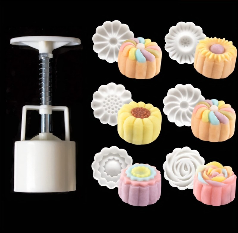 Mid-Autumn Festival DIY Hand-Pressure Moon Cake Mould，50G Moon Cake Mold Set(1