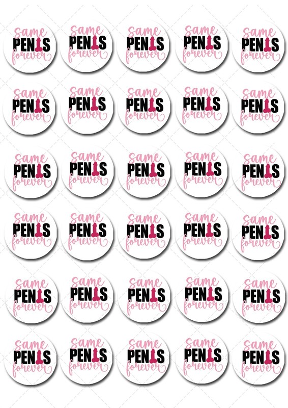Same Penis Forever Bridal Pre-cut Mini Edible Icing Cupcake or Cookie Toppers gallery