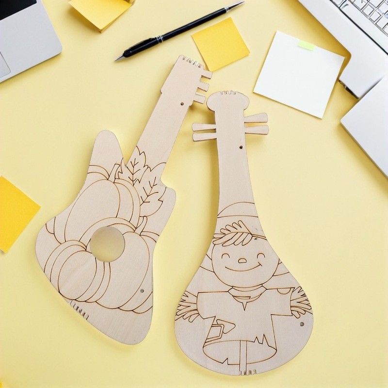 8 Pcs Thanksgiving Wood Ornaments Guitar Party Decorations Fall Cutouts gallery