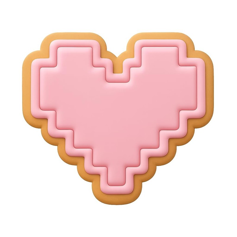 Y2K Nostalgia: Pixel Heart Cookie Cutter & Stamp, Fondant & Clay - 4x3.7 gallery