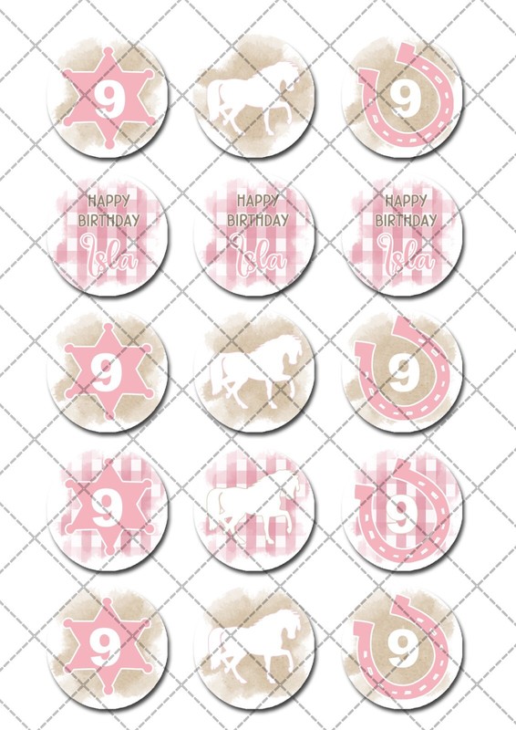 Horse Themed Pre-cut Edible Icing Cupcake or Cookie Toppers gallery