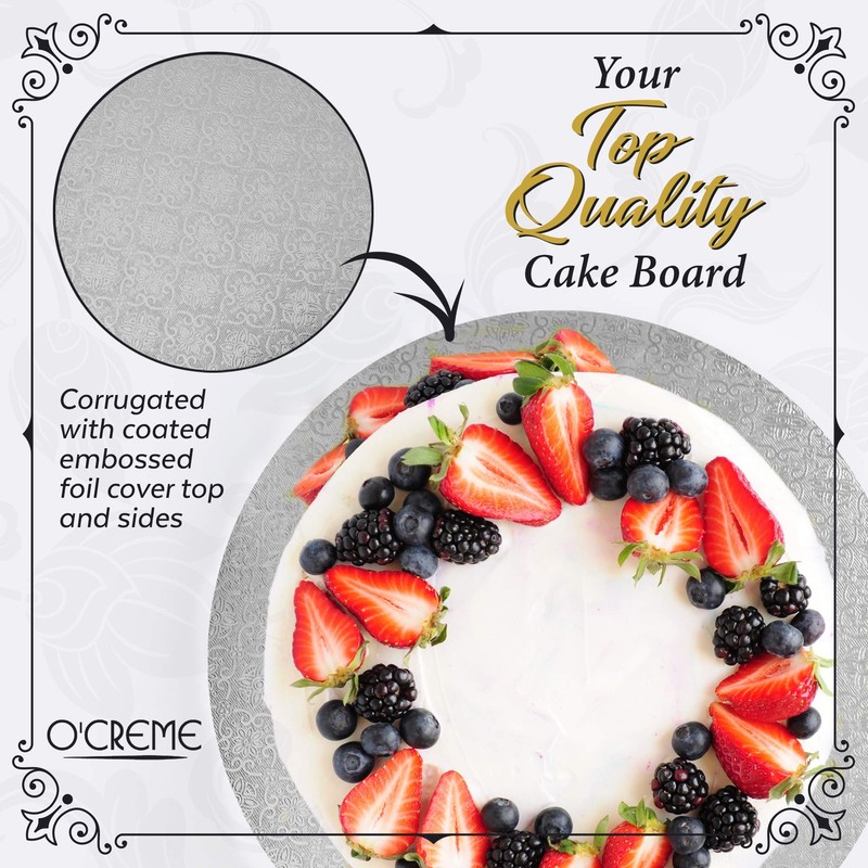 Silver Wraparound Cake Pastry Round Drum Board 1/4 Inch Thick 14 Inch Diamete... gallery